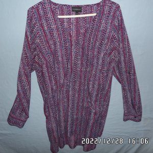 Lane Bryant burgundy and turquoise long top, Sz 18/20